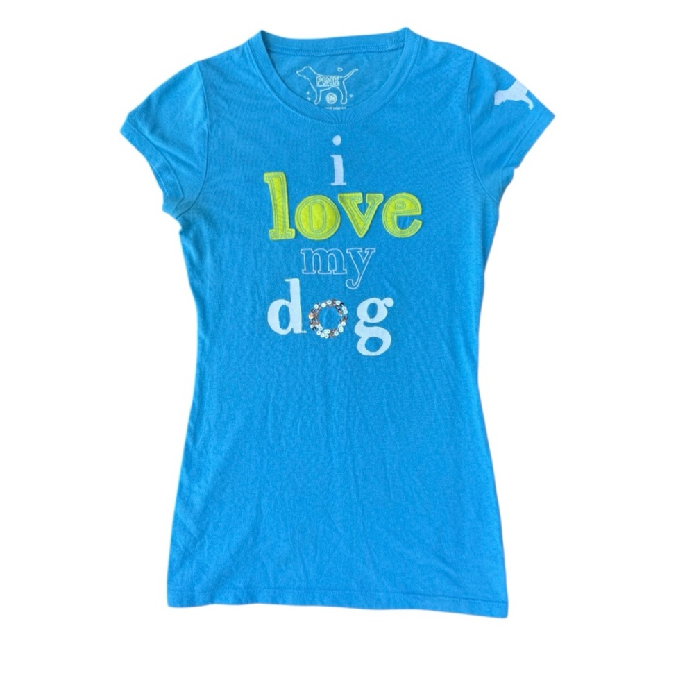 Y2K Victoria’s Secret PINK “I Love My Dog” Flattering Sequins Graphic Tee” Cami